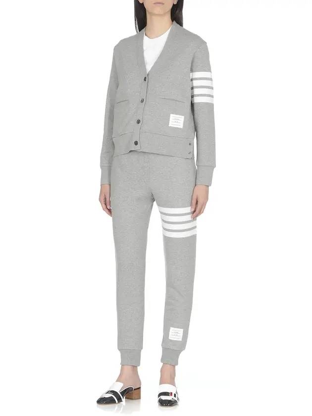 4-Bar Loopback Jersey Cardigan Light Grey - THOM BROWNE - BALAAN 4