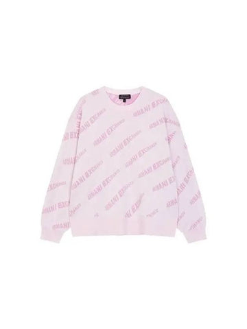 Women s diagonal logo pattern crew neck knit pink 271884 - ARMANI EXCHANGE - BALAAN 1