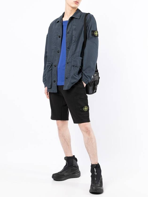 Waffen Patch  Fleece Bermuda Shorts Black - STONE ISLAND - BALAAN 4