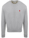 Men's Heart Logo Embroidered Sweatshirt Heather Gray - AMI - BALAAN 2