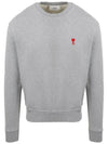 Heart Embroidered Logo Sweatshirt Heather Grey - AMI - BALAAN 3