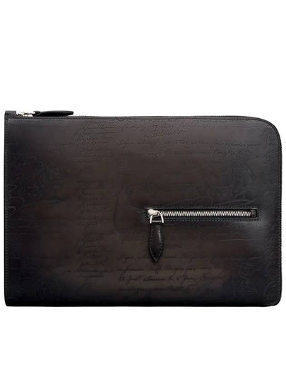 Nino Tgm Scritto Leather Clutch Bag Nero Grigio - BERLUTI - BALAAN 2