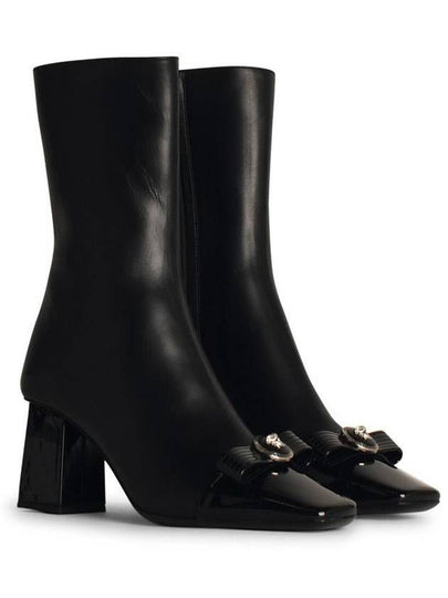 Versace Black Leather Ankle Boots - VERSACE - BALAAN 2