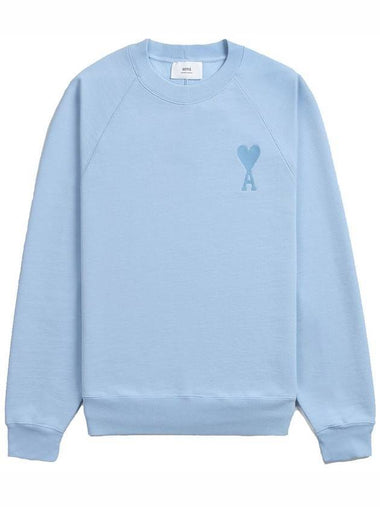 Heart Logo Overfit Sweatshirt Sky Blue - AMI - BALAAN 1