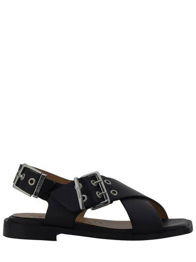 Cross Strap Buckle Sandals Black - GANNI - BALAAN 2