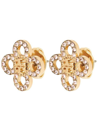 Tory Burch Kira Clover Pave Stud Small Earrings Pink Gold - TORY BURCH - BALAAN 2