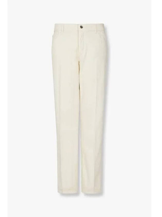 Women s Back Leather Criss Denim Pants Ivory - EMPORIO ARMANI - BALAAN 1