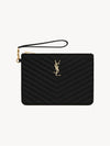 Matelasse Monogram Logo Strap Clutch Bag Black - SAINT LAURENT - BALAAN 7