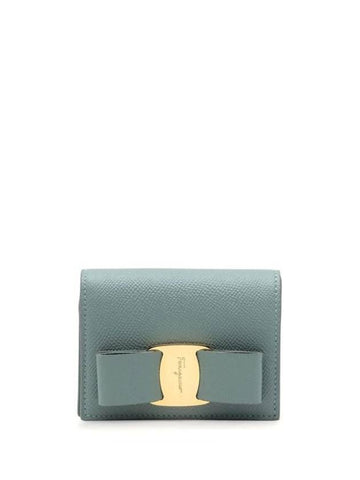 Vara Bow Gloss Flap Half Wallet Green - SALVATORE FERRAGAMO - BALAAN 1