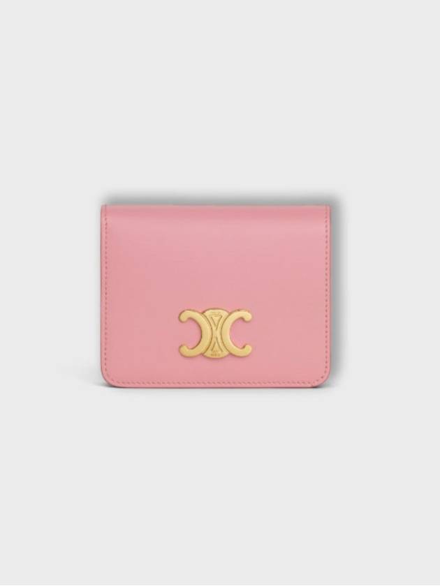 Triomphe Compact Shiny Calfskin Half Wallet Rose - CELINE - BALAAN 2