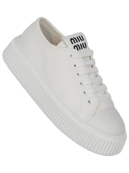 Denim Trainer Low Top Sneakers White - MIU MIU - BALAAN 2
