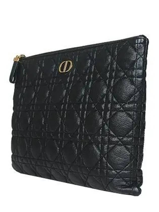 S5086UWHC Gold Logo Black Leather Caro Clutch Bag - DIOR - BALAAN 3