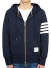 Engineered 4 Bar Diagonal Zip Up Hoodie Navy - THOM BROWNE - BALAAN 5