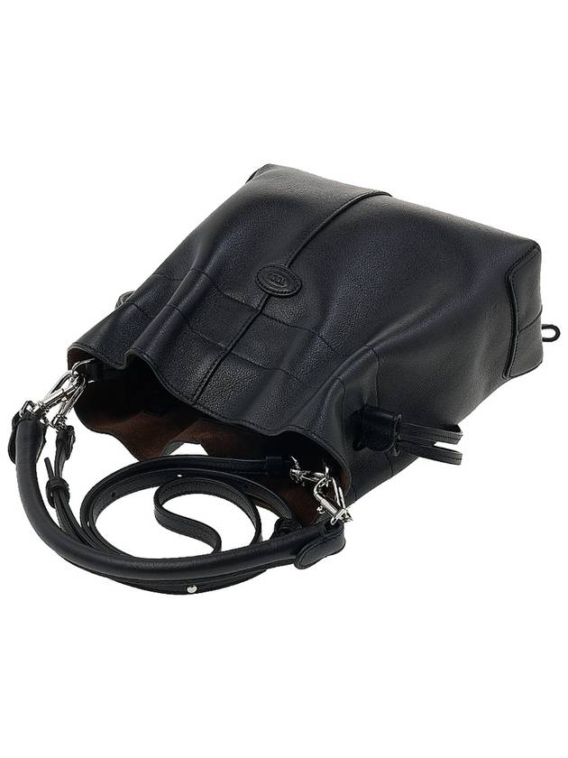 Di Mini Drawstring Leather Bucket Bag Black - TOD'S - BALAAN 5