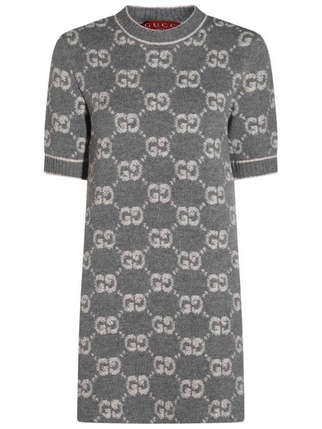 GG Wool Bouclé Jacquard Short Dress Grey - GUCCI - BALAAN 1