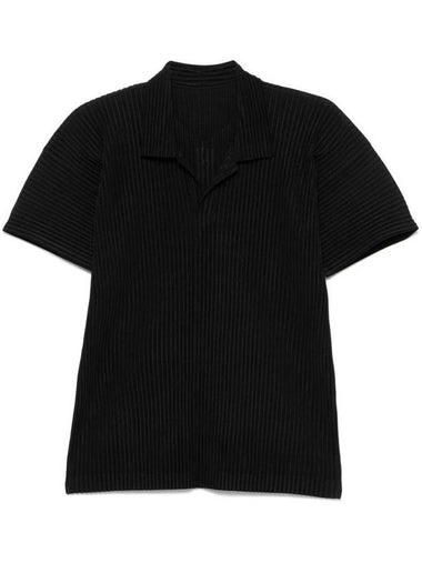 Basics Pleated Polo Shirt Black - ISSEY MIYAKE - BALAAN 1