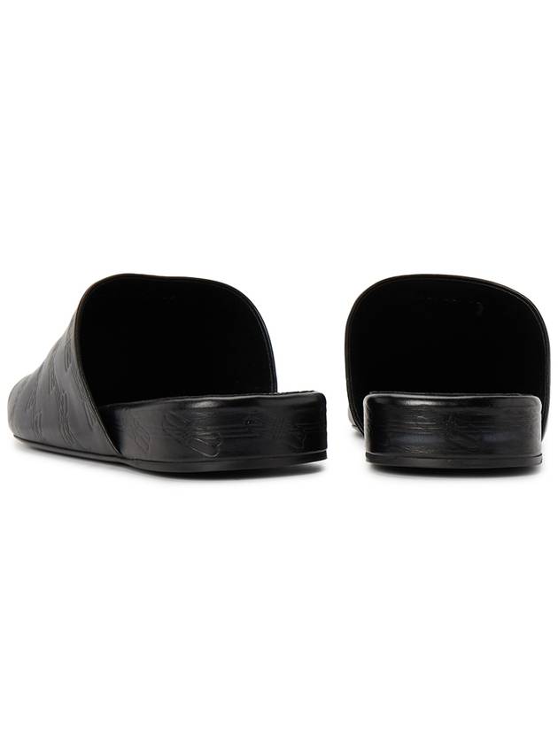 debossed logo leather slippers black - BALENCIAGA - BALAAN.