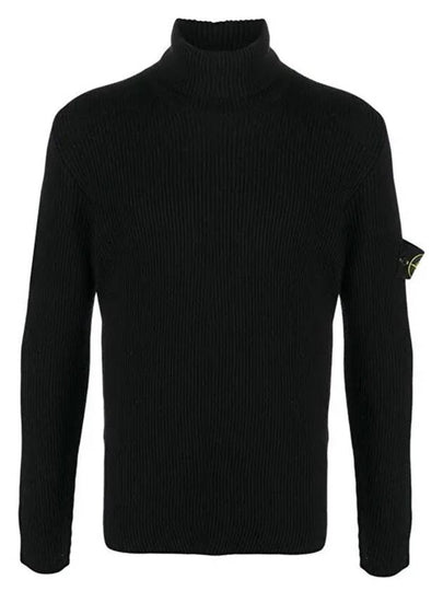 Logo Patch Wool Knit Turtleneck Black - STONE ISLAND - BALAAN 2