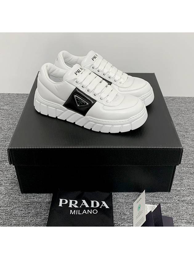 Padded Nappa Leather Low Top Sneakers White - PRADA - BALAAN 3