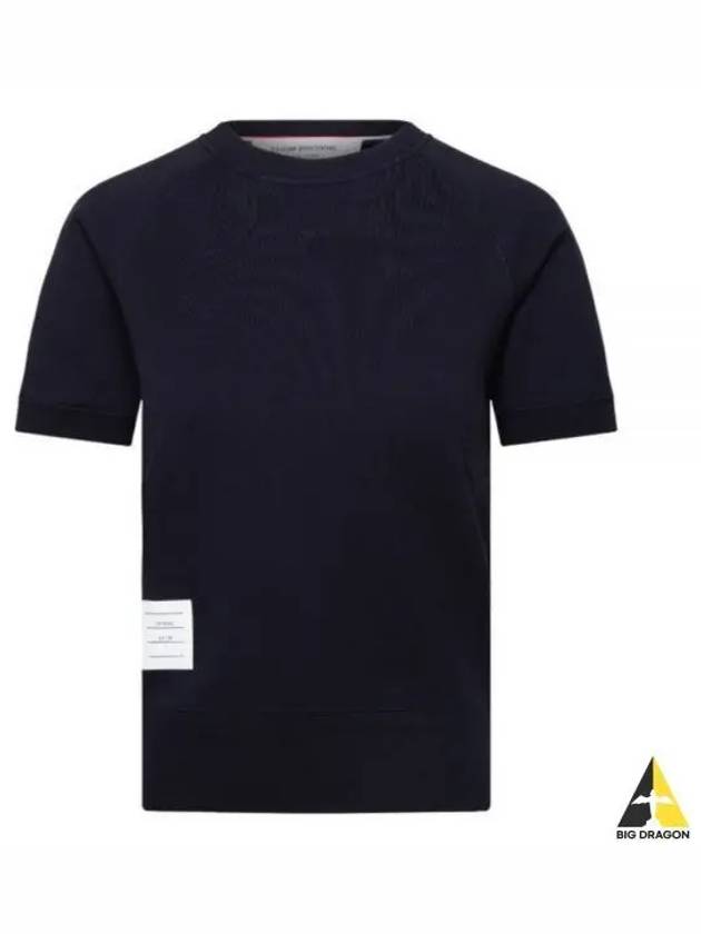 Women's Loopback Cotton Short Sleeve T-Shirt Navy - THOM BROWNE - BALAAN 2