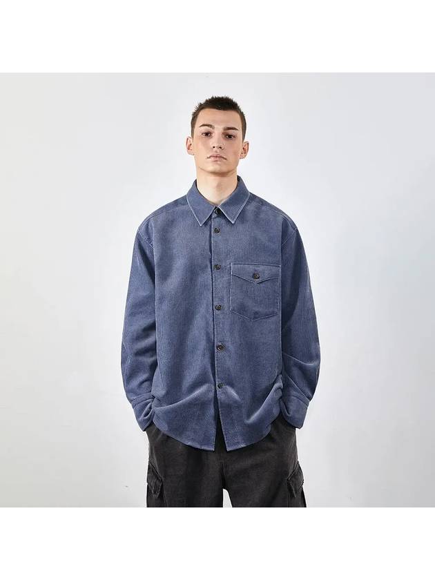 Corduroy Washing Shirt Outer Blue 0080 VMM - VOYONN - BALAAN 3