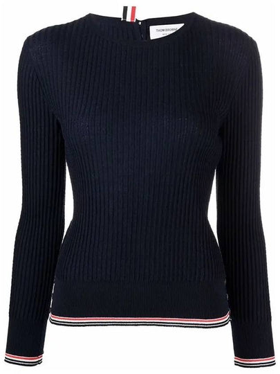 Women's Lightweight Baby Cable Wool Knit Top Navy - THOM BROWNE - BALAAN 2