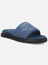 Blue Quilted Denim Aqua Mule Slippers - DIOR - BALAAN 4