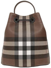 TB Logo Checked Leather Small Bucket Bag Dark Birch Brown - BURBERRY - BALAAN 4