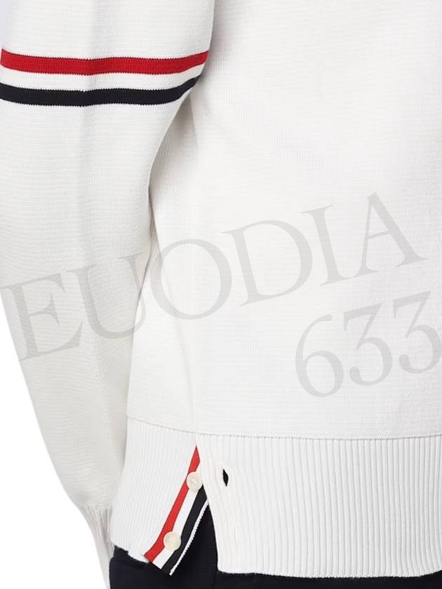 Men's Milan Stitch Armband Crew Neck Knit Top White - THOM BROWNE - BALAAN 11