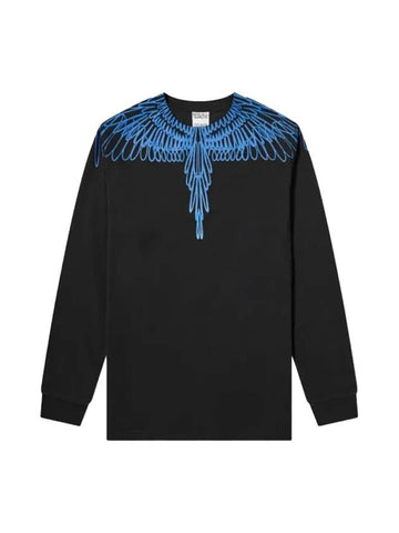 Icon Wings Graphic Print Long Sleeve T-Shirt Blue Black - MARCELO BURLON - BALAAN 1