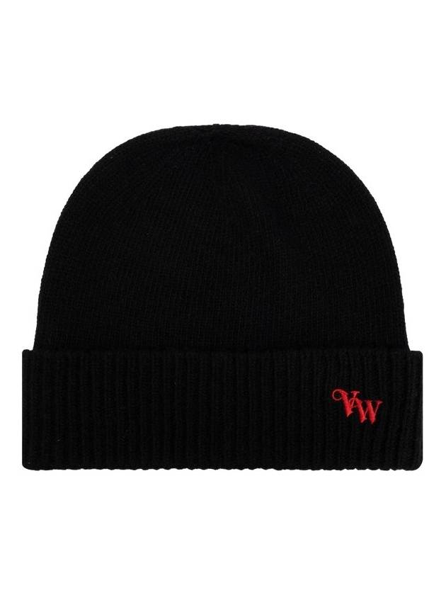 Embroidered Logo Knit Beanie Black - VIVIENNE WESTWOOD - BALAAN 1