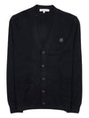 Bold Fox Head Patch V Neck Wool Cardigan Black - MAISON KITSUNE - BALAAN 2