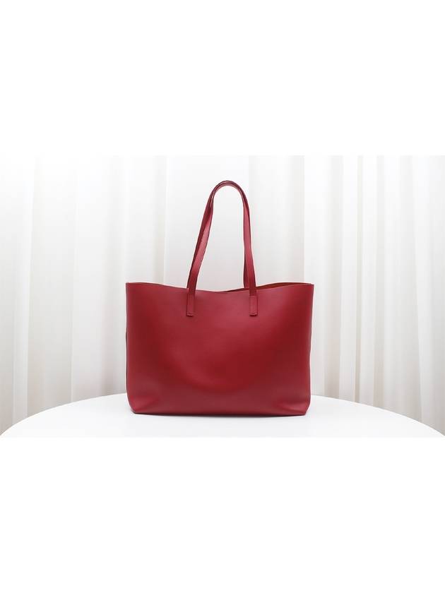 Logo Soft Leather Pouch Shopper Bag Red 394195 - SAINT LAURENT - BALAAN 5