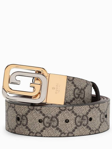 Square Interlocking GG Buckle Leather Belt Beige - GUCCI - BALAAN 1