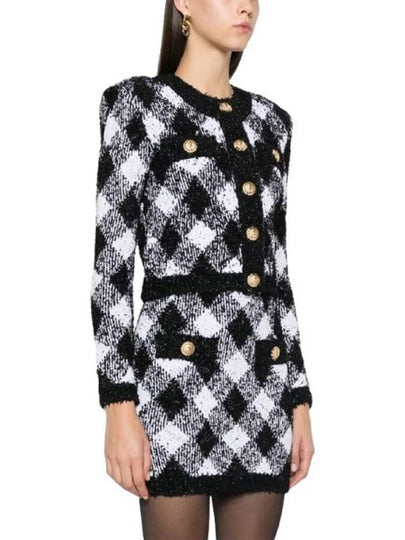 Balmain Check Pattern Tweed Jacket, Brand Size 36 (US Size 4) - BALMAIN - BALAAN 2