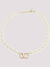 Pearl V Logo Necklace Gold - VALENTINO - BALAAN 2