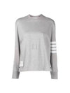 Engineered 4 Bar Medium Weight Jersey Oversized Long Sleeved T-Shirt Light Grey - THOM BROWNE - BALAAN 2