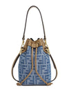 Mon Tresor FF Logo Denim Bucket Bag Light Blue - FENDI - BALAAN 2