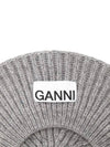 Logo Rib Edge Wool Beret Paloma Melange - GANNI - BALAAN 7