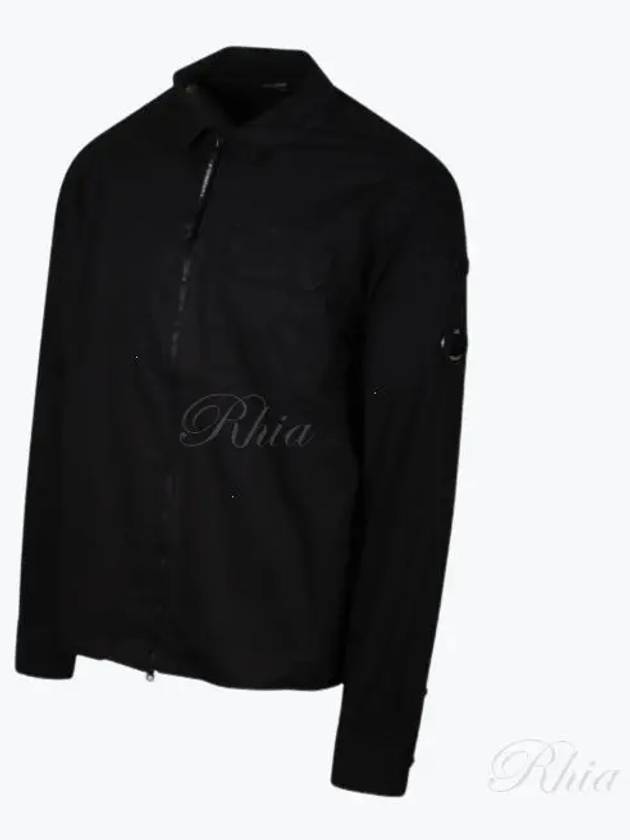 Gabardine Zip Up Long Sleeve Shirt Black - CP COMPANY - BALAAN 2