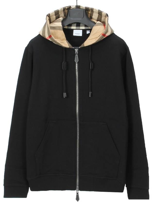 Check Hood Cotton Zip Up Hoodie Black Archive Beige - BURBERRY - BALAAN 2