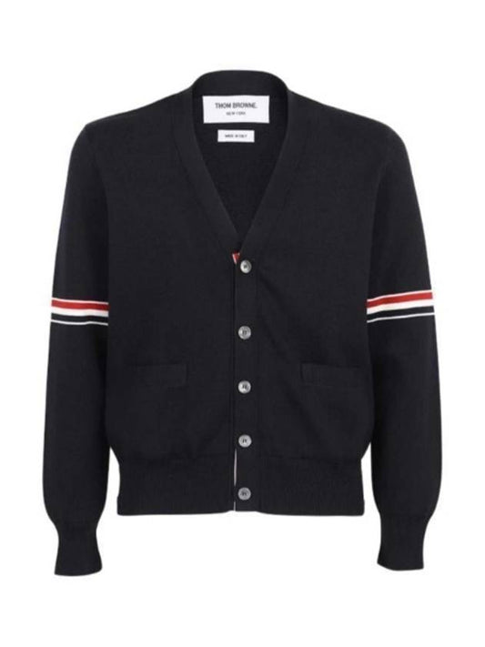 Milano Stitch Sprite Armband Cotton V-neck Cardigan Navy - THOM BROWNE - BALAAN 2