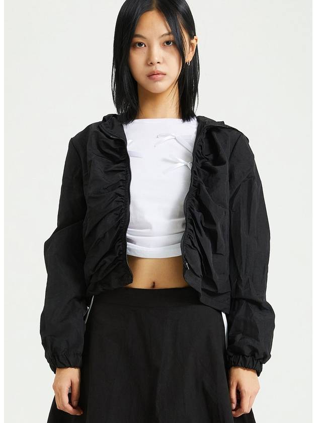 Women's Shirring Nylon Windbreaker Black - RAWMANTICS - BALAAN 2