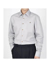 Men's Embroidered ORB Long Sleeve Shirt Grey - VIVIENNE WESTWOOD - BALAAN 1
