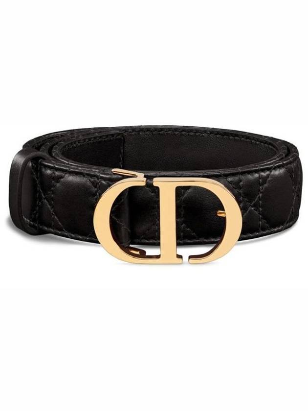 30MM Montaigne Cannage Calfskin Belt Black - DIOR - BALAAN 1