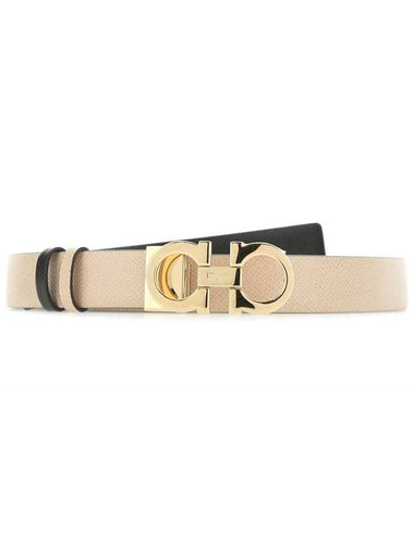 Reversible Gancini Leather Belt Black Macadamia - SALVATORE FERRAGAMO - BALAAN 1