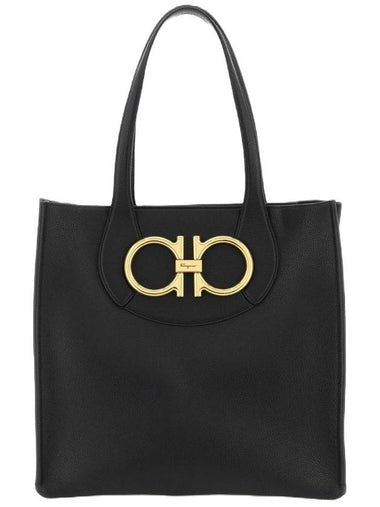 Maxi Gancio Tote Bag Black - SALVATORE FERRAGAMO - BALAAN 1