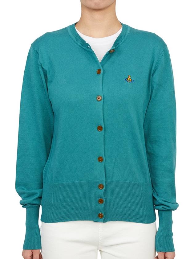 Bea Embroid Logo Cotton Cardigan Blue - VIVIENNE WESTWOOD - BALAAN 5