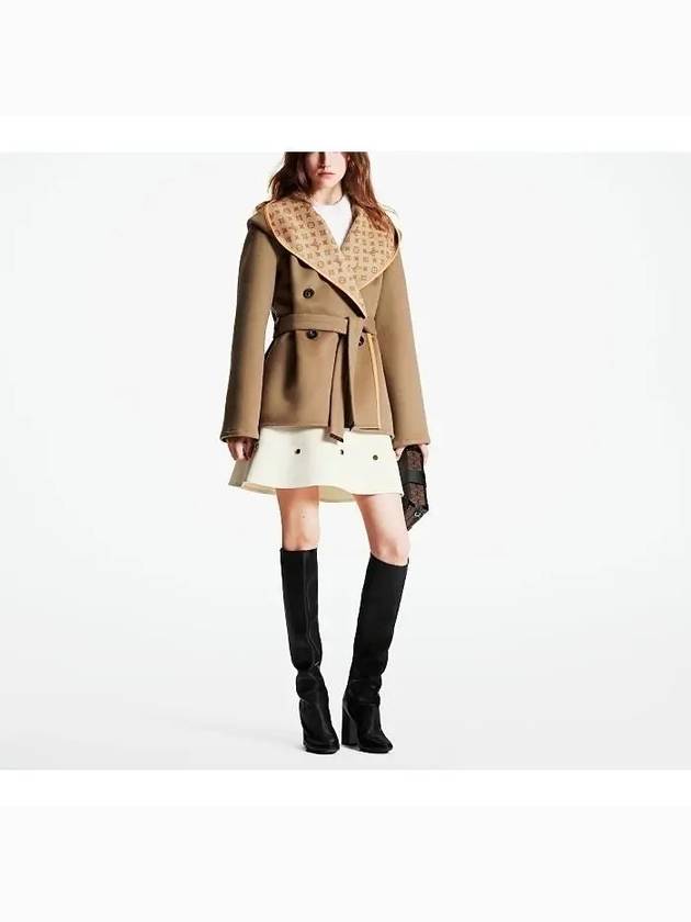 3D Monogram Double Breasted Wrap Coat Beige - LOUIS VUITTON - BALAAN 6