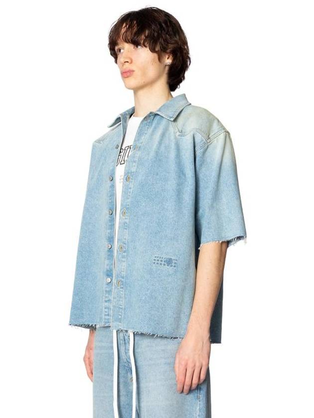 Denim Short Sleeve T-Shirt Blue - MAISON MARGIELA - BALAAN 3